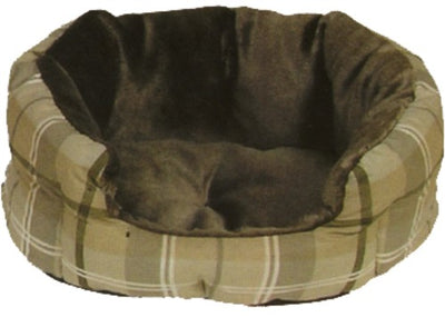 Κρεβάτι οβάλ brown-καρώ 70cm
