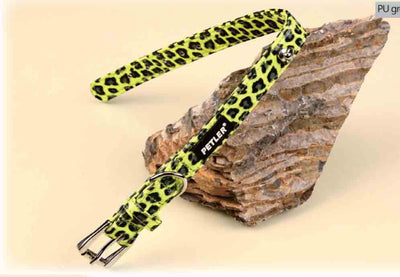 Περιλαίμιο PU Green Leopard x-small 70153