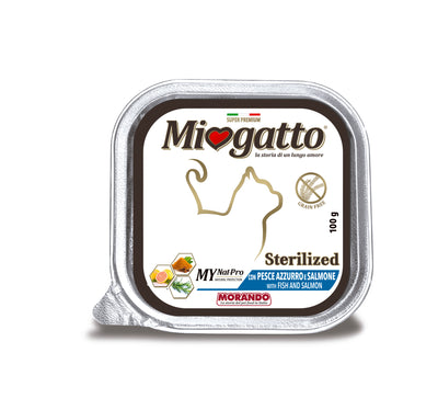 Δισκάκι Miogatto Sterilized fish & salmon 100gr