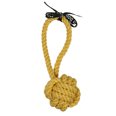 'Are you knots' ball with loop Yellow