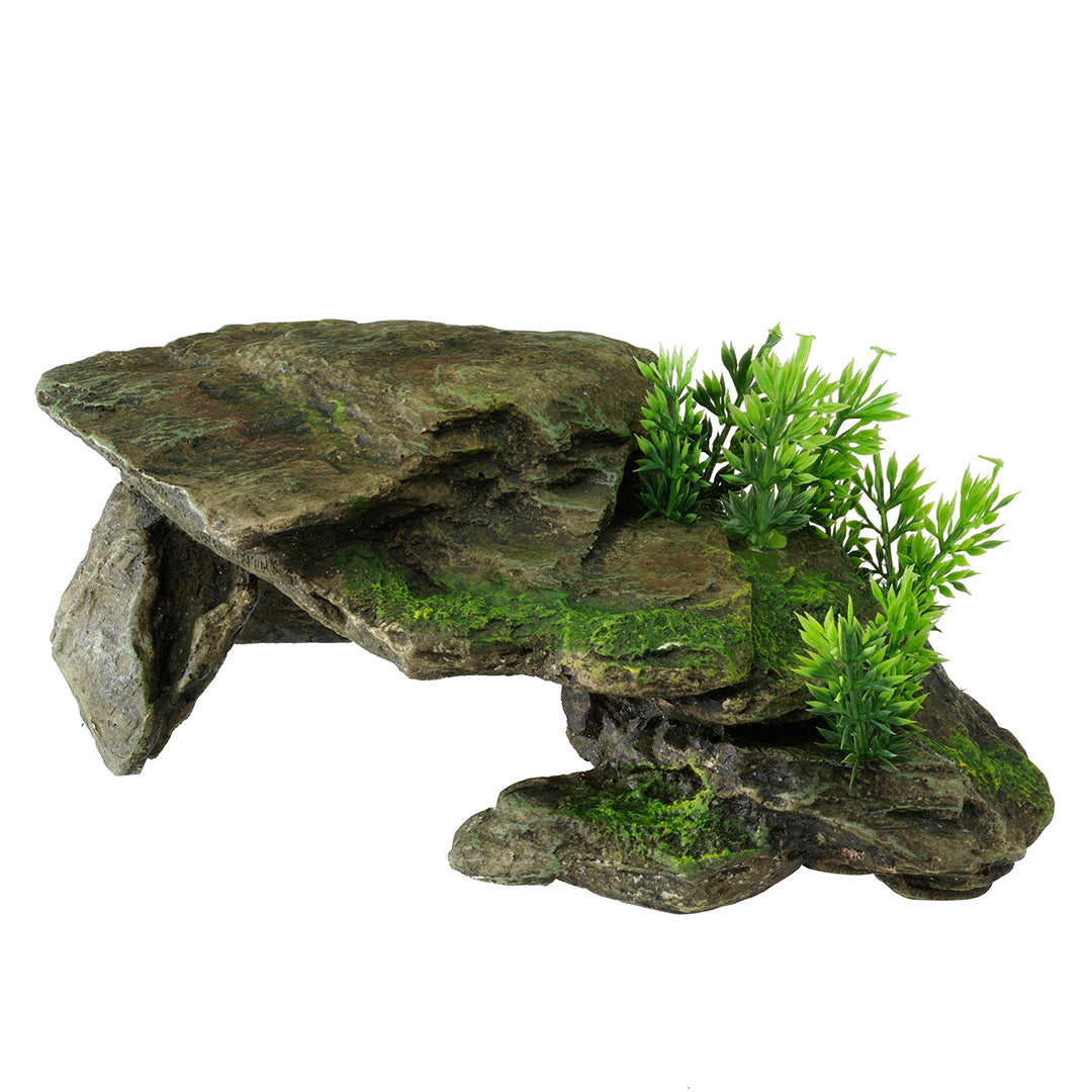 STONE WITH PLANTS 28,5x16,5x10,5CM grey     