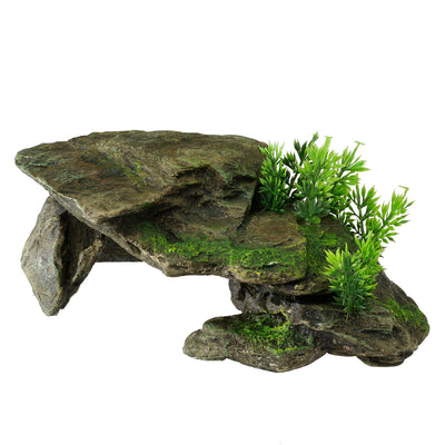 STONE WITH PLANTS 28,5x16,5x10,5CM grey     
