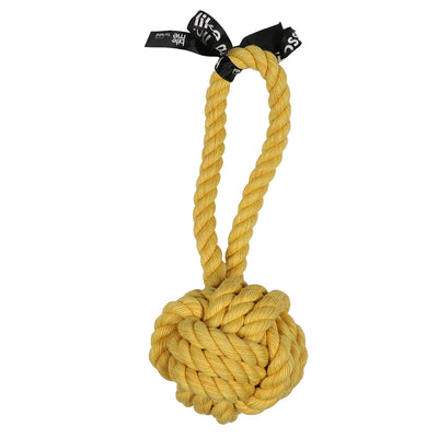 'Are you knots' ball with loop Yellow
