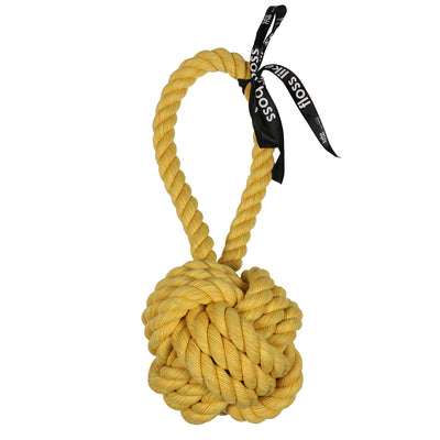 'Are you knots' ball with loop Yellow