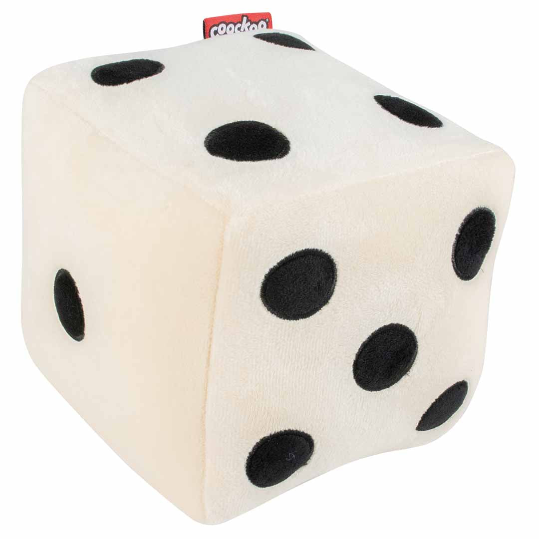 Dog toy with squeeker ROLL THE DICE White/black