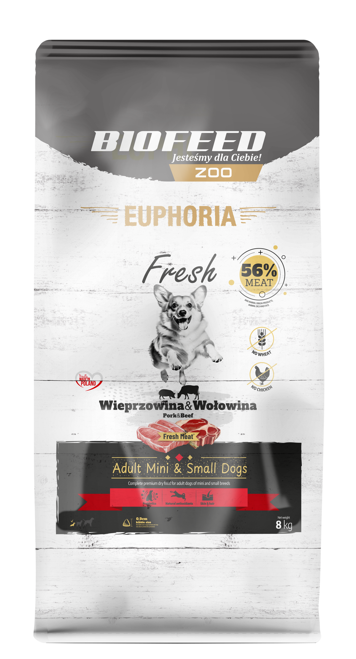 EUPHORIA FRESH MEAT ADULT MINI PORK & BEEF XS/S 8kg