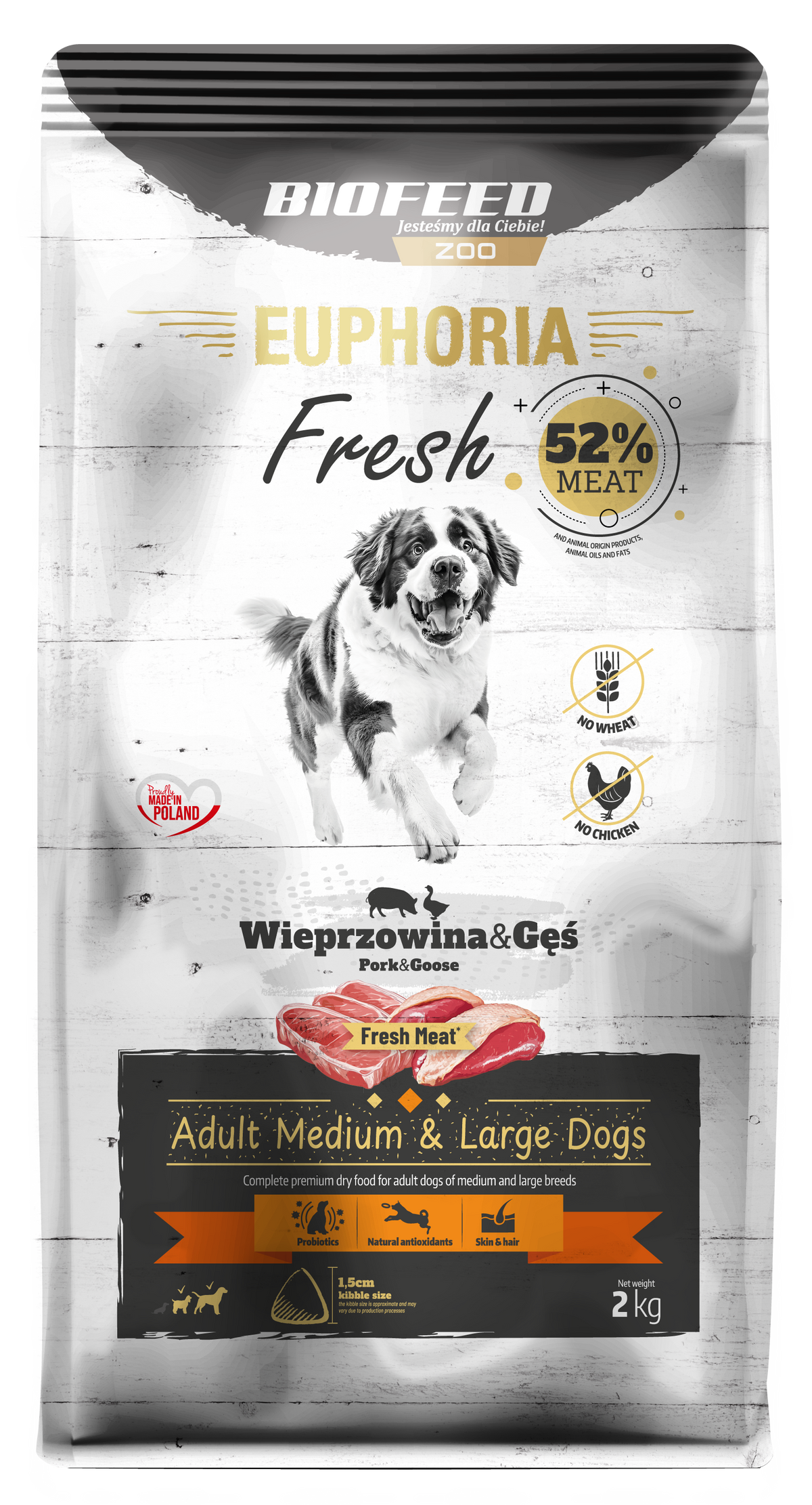 EUPHORIA FRESH MEAT ADULT PORK & GOOSE M/L 2kg