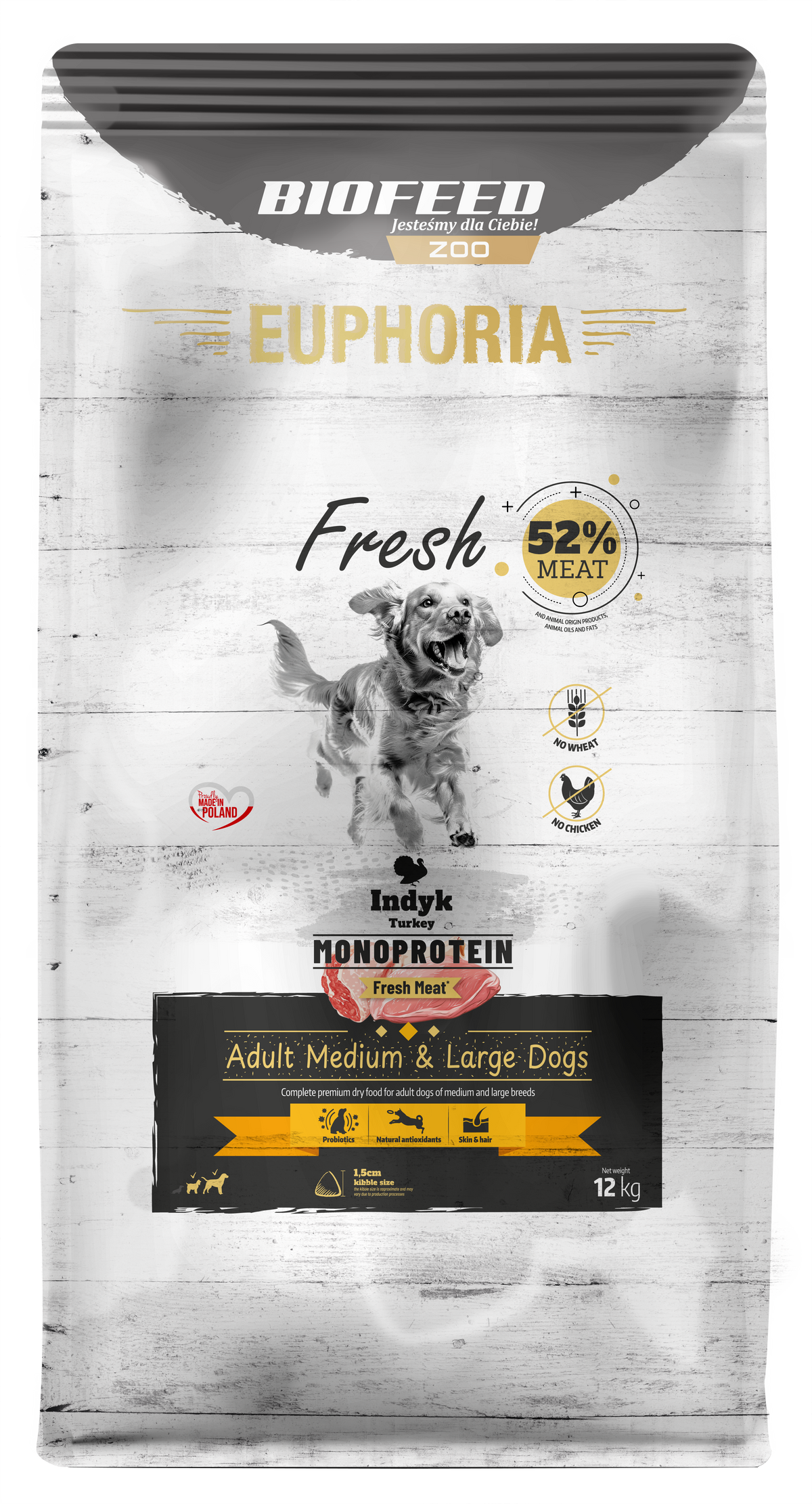 EUPHORIA FRESH MEAT ADULT TURKEY & LAMB  M/L 12kg