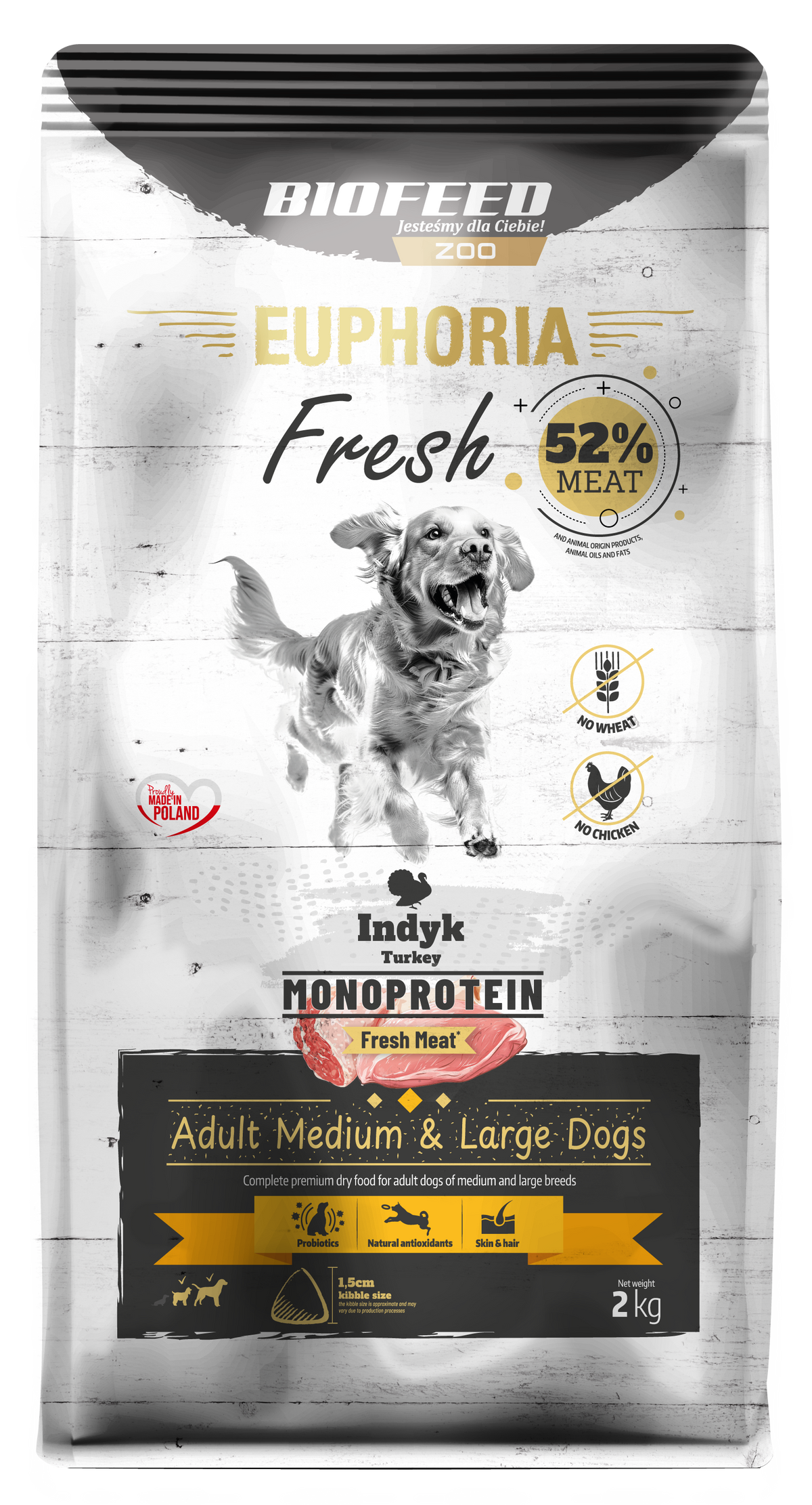 EUPHORIA FRESH MEAT ADULT TURKEY & LAMB  M/L 2kg