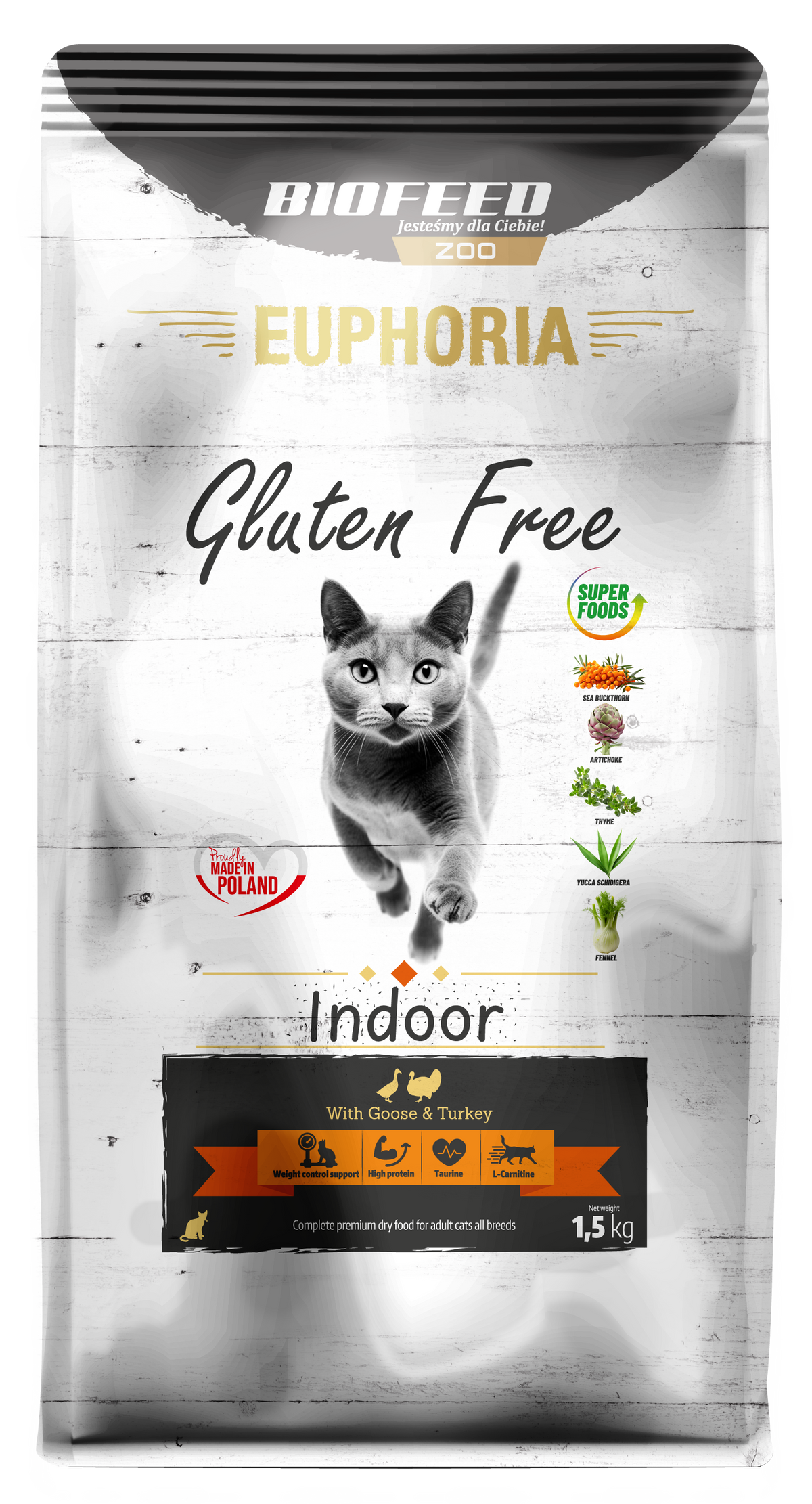 EUPHORIA GLUTEN FREE CAT INDOOR TURKEY & GOOSE 1.5kg