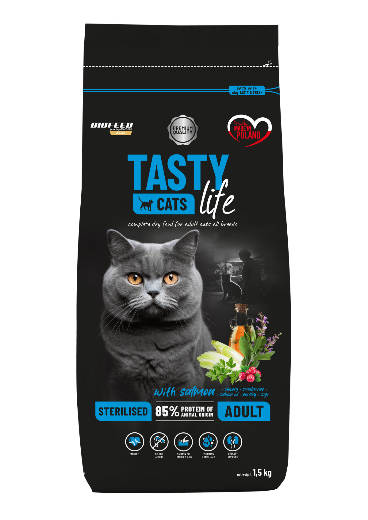 TASTY CAT'S LIFE STERILISED WITH SALMON 1.5kg