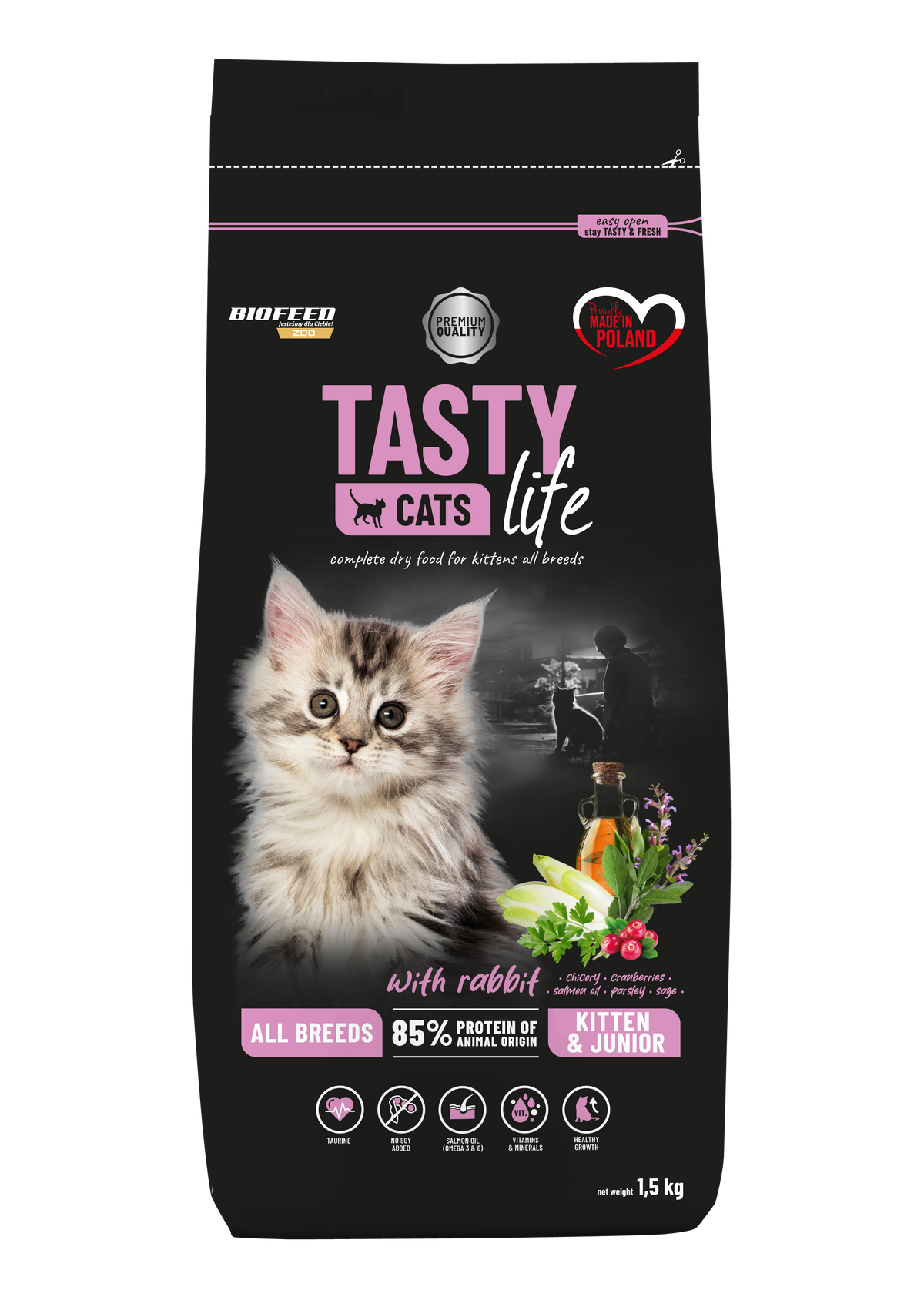 TASTY CAT'S LIFE KITTEN WITH RABBIT 1.5kg