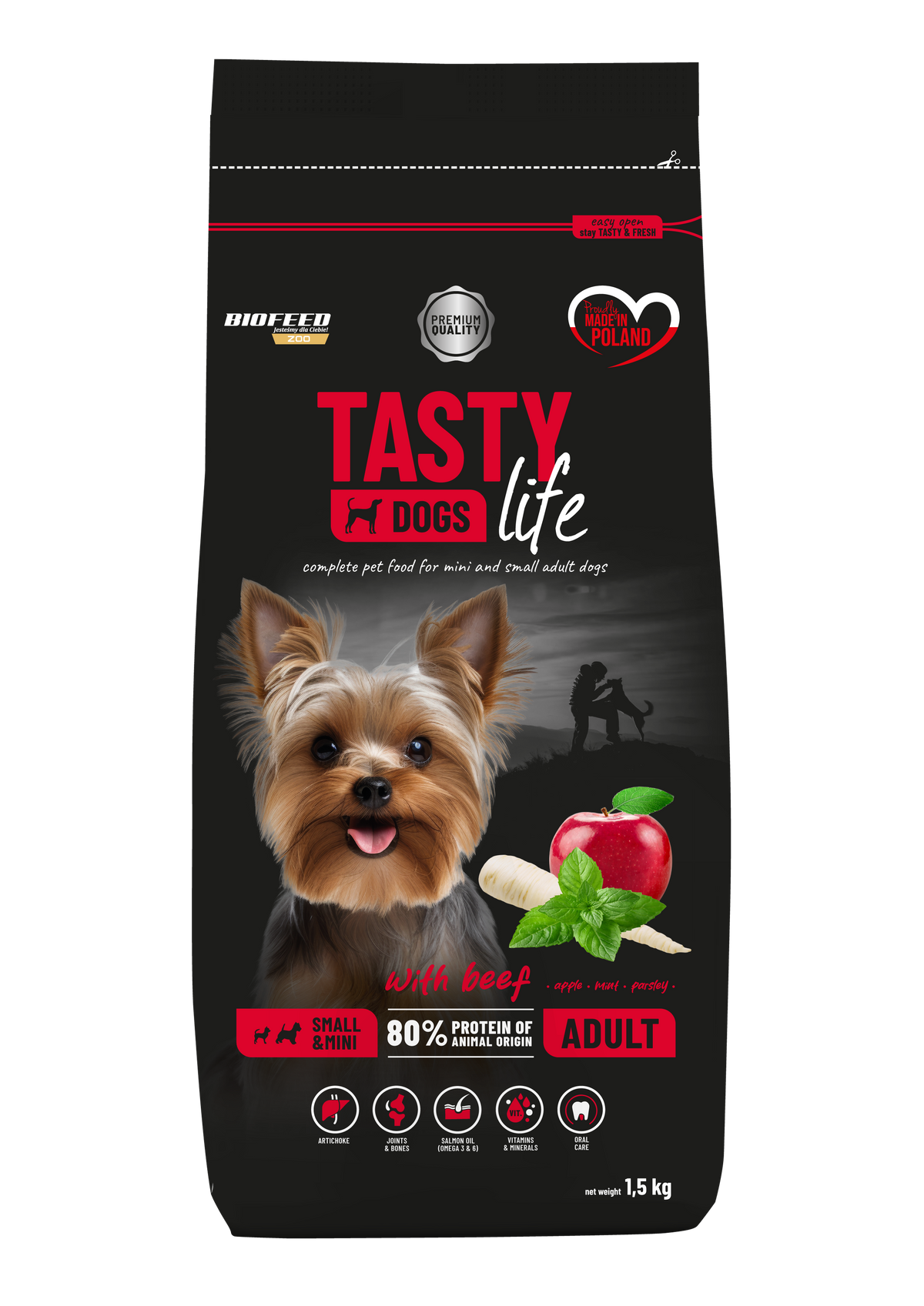 TASTY DOG'S LIFE ADULT MINI  WITH BEEF 1.5kg