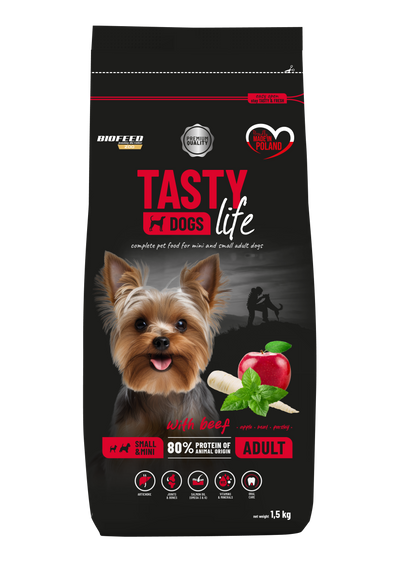 TASTY DOG'S LIFE ADULT MINI  WITH BEEF 1.5kg