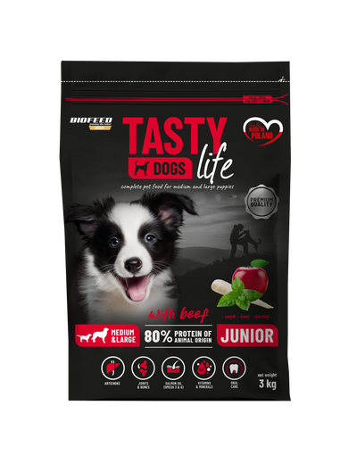 TASTY DOG'S LIFE JUNIOR lARGE WITH BEEF 3kg